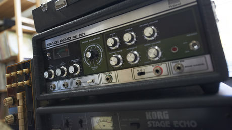 A Roland Space Echo and Korg StageEcho