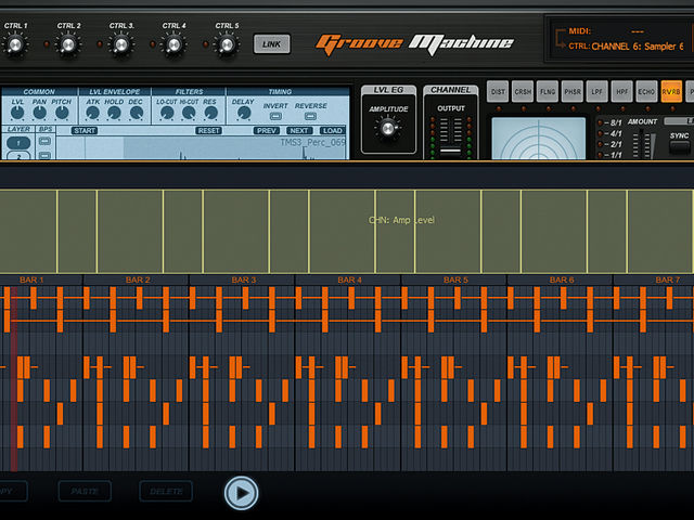 Right-clicking a step opens up Groove Machine's piano roll editor for notes and automation editing.