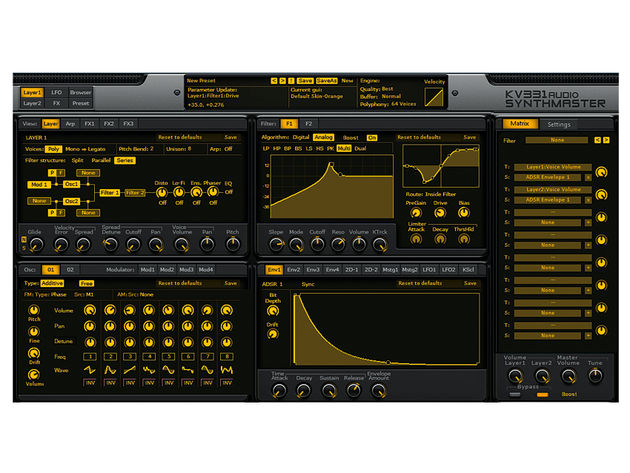 KV331 Audio SynthMaster 2.5 The filters are extremely flexible and include two new modes plus a distortion module.