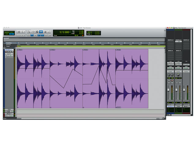 Avid Pro Tools 10 The new Clip Gain feature makes it possible to display and quickly manipulate gain lines on each clip.