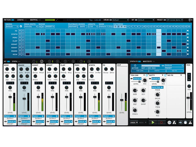 FXpansion Tremor The Kit view gives you a mixer-style overview.