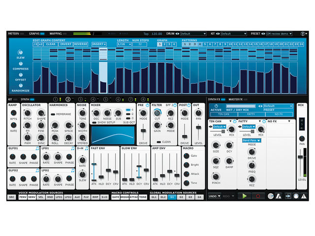 FXpansion Tremor The TransMod system puts a world of custom modulation at your fingertips, with sources including four graphs per pattern, complete with Slew control.