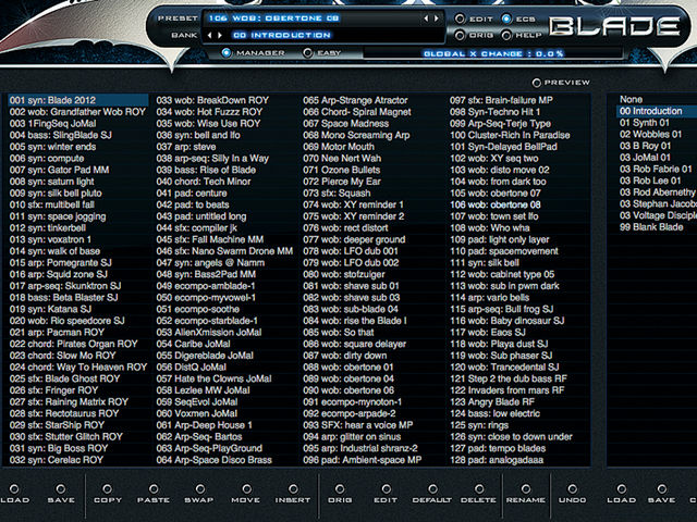 Rob Papen Blade Rob Papen is a master patch programmer, and it shows in Blade's voluminous collection of presets.