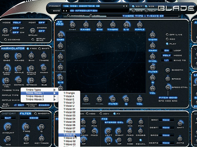 Rob Papen Blade The Timbre Types help to determine the harmonic spectrum that you'll be working with.