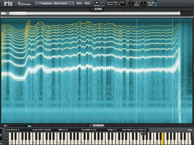 iZotope Iris The lowest, brightest line represents the fundamental harmonic, with the higher lines being the harmonics.
