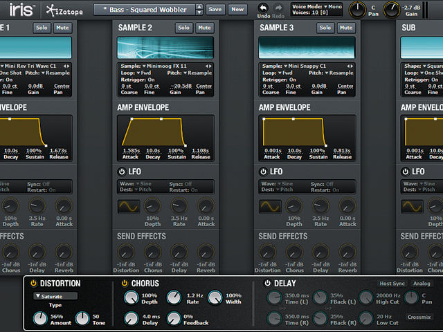iZotope Iris Iris enables you to layer up to four sounds per patch, with one focused on providing sub frequencies.