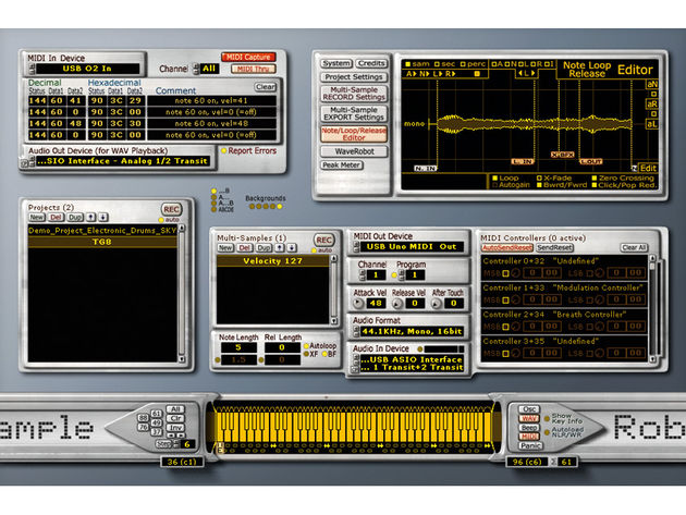 The SampleRobot interface is divided into distinct sections.