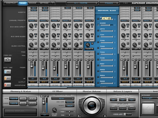 Superior Drummer 2.0 The mixer is incredibly well-equipped.