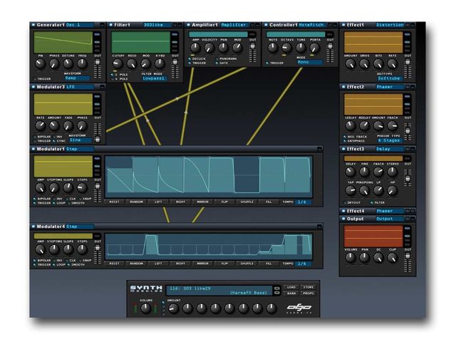 Synths can be created by plugging together Generator modules.