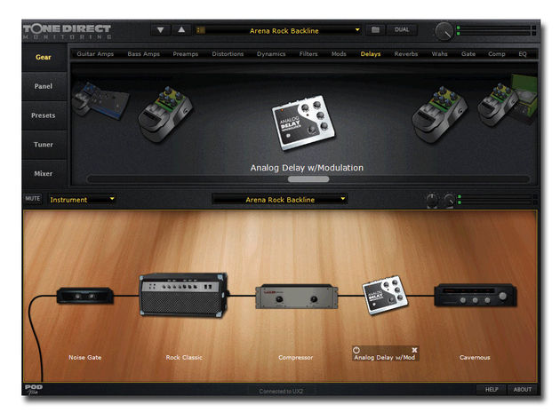 Line 6 POD Studio UX2 POD Farm offers an intuitive drag 'n' drop interface.