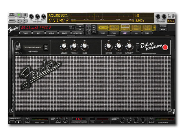 IK Multimedia Amplitube Fender It looks like a Fender amp, and it sounds like one, too.