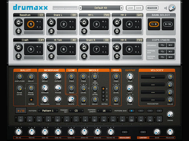 Drumaxx comes with its own 1 to 64 step sequencer.