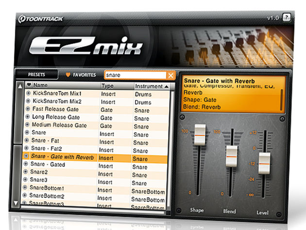 In EZmix, single presets take the place of effects chains.