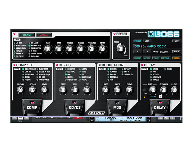 Cakewalk V-Studio 20 You can pile on the Boss COSM effects with no CPU hit and no added latency.