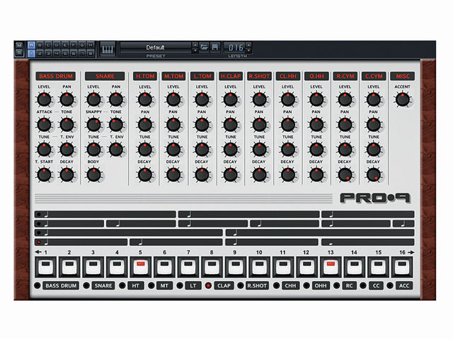 Orion 8 includes Pro-9, an excellent emulation of Roland's legendary TR-909 drum machine.