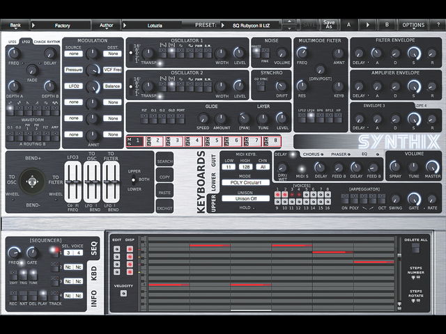 Synthix's built-in four-track sequencer comes with all the trimmings and then some.