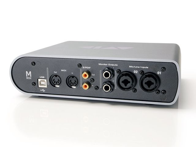 Avid Pro Tools Mbox The Mbox crams a good number of connections into its small surface area.