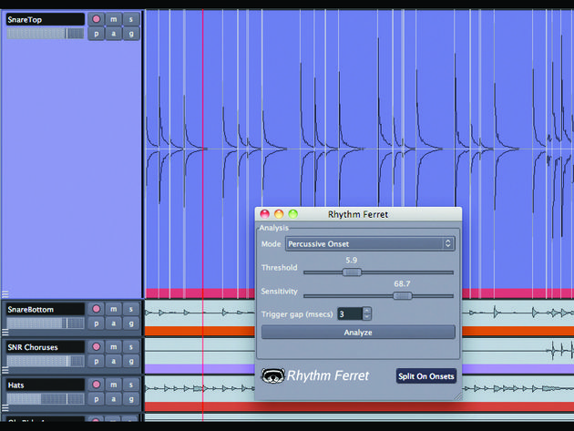 The Rhythm Ferret window offers two options for slicing: Percussive Onset and Note Onset.