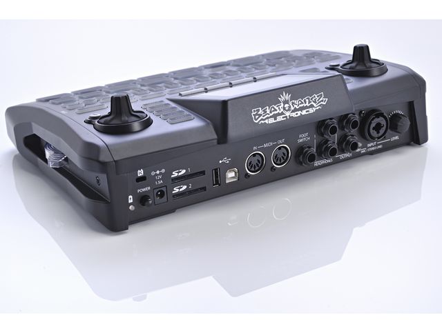 Beat Kangz Beat Thang Round the back are MIDI in and out over standard DIN and USB connectors.
