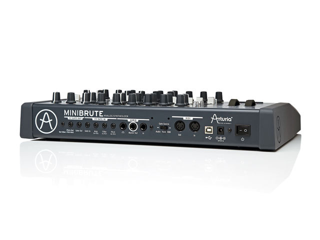 Of particular interest to analogue synth conoisseurs will be the MiniBrute's CV (control voltage) and Gate connectors (on 1/8-inch jacks) allowing independent control over the Amp, Filter, Pitch and Note trigger.