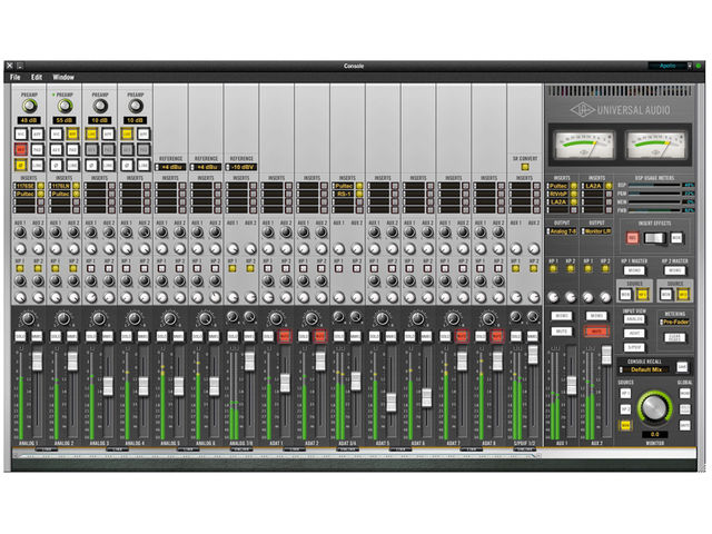 Universal Audio Apollo All of the Universal Audio Apollo's front-panel hardware features can be controlled using the main software interface, Console.