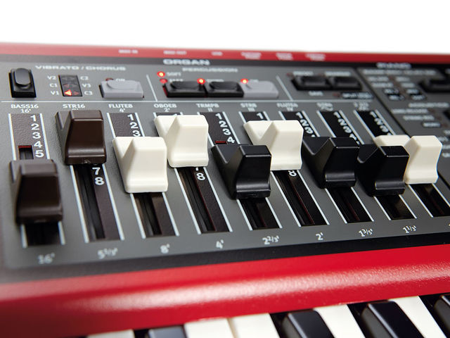 Nord Electro 4D (drawbars) No more buttons and LEDs to fiddle with - now you have real grabbable drawbars. Real B3-ers take note.