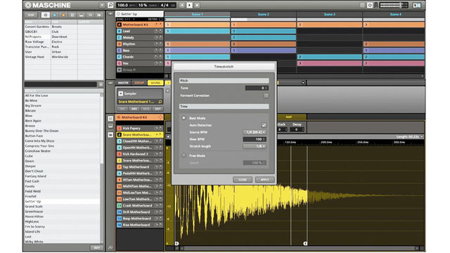 Native Instruments Maschine mkII (software) Maschine 1.8 software sees the introduction of independent offline timestretching and pitchshifting