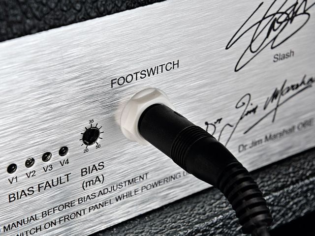 The amp's brushed silver control plates set it apart from the other current Marshalls.