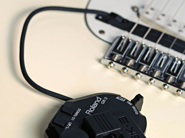 GR-55 The hex pickup is easily attached to your guitar of choice.