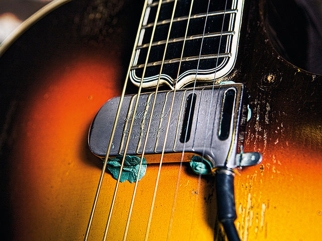 Interview: Hot Club of Cowtown's Whit Smith Smith's DeArmond pickup is held on with, yep, Blu-Tack.