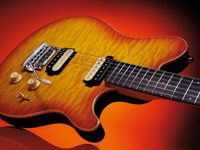 The guitar's metalwork gives it a zingy acoustic resonance.