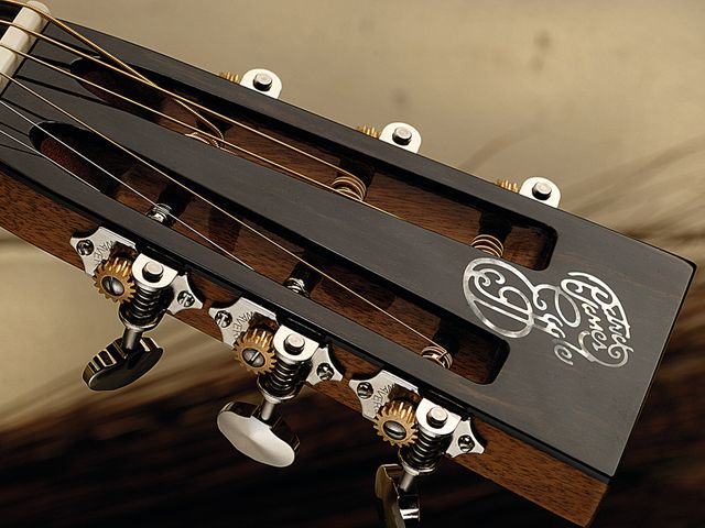 Patrick James Eggle Parlour The slotted headstock is capped with quality rosewood.