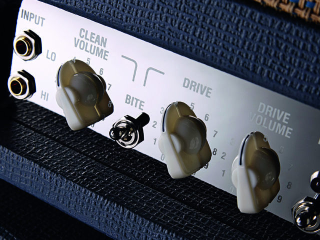 Laney L50H head The bite switch emphasises high frequencies when flipped.