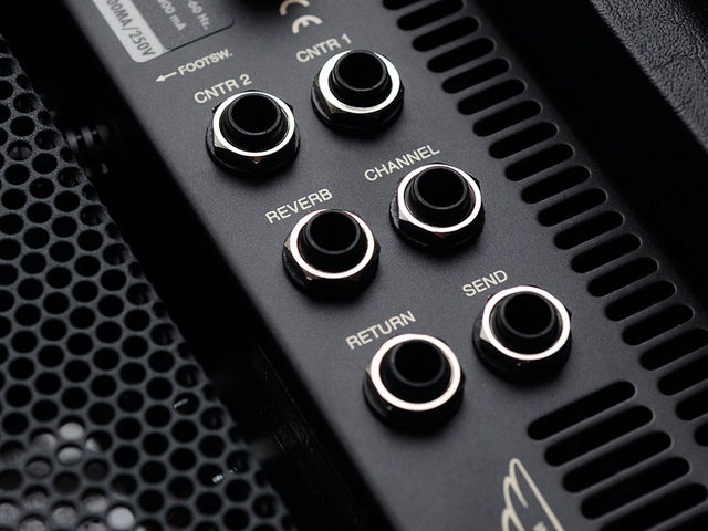 Mesa Engineering Express 5:25 1 x 12 combo Remote switching jacks for channel and reverb are located on the rear panel