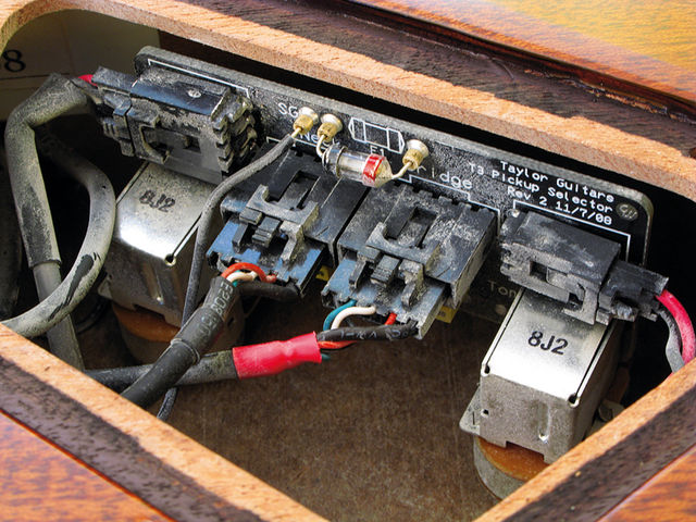 Taylor T3 Not your average guitar wiring. Production models are less dusty than this prototype!