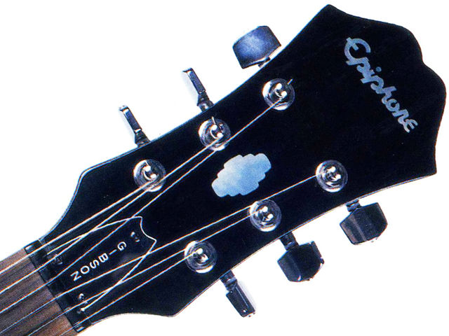 Epiphone opts for the thinner, elongated design and scripted logo, all adding to the Dot's charming vintage character
