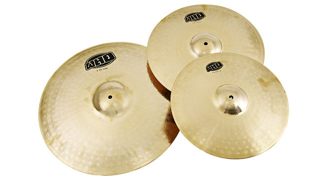 The pack includes a set of 14" hi-hats, a 16" crash and a 20" ride.