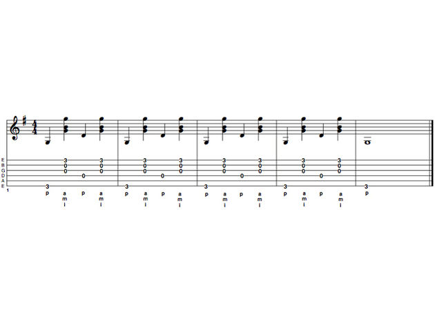 Playing acoustic guitar: fingerstyle