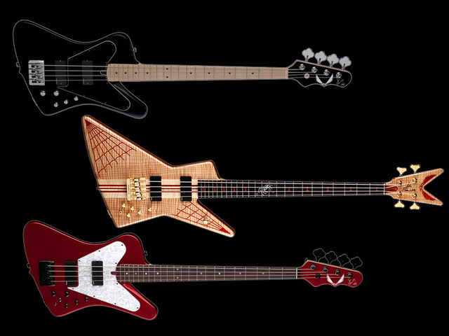 Dean's John Entwistle signature line (from top), the Hybrid, the USA Spider and the USA Hybrid