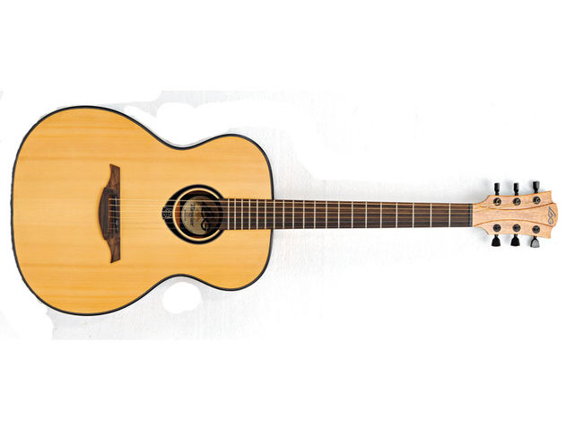The T66A's all-laminate build is spruce and mahogany.