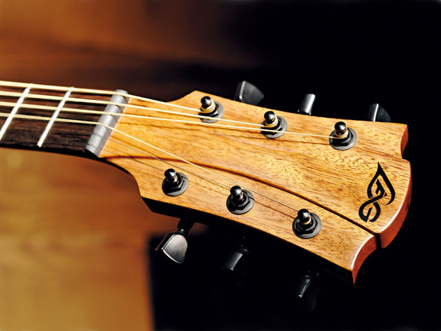 The interesting headstock design is borrowed from the Lag Imperator.