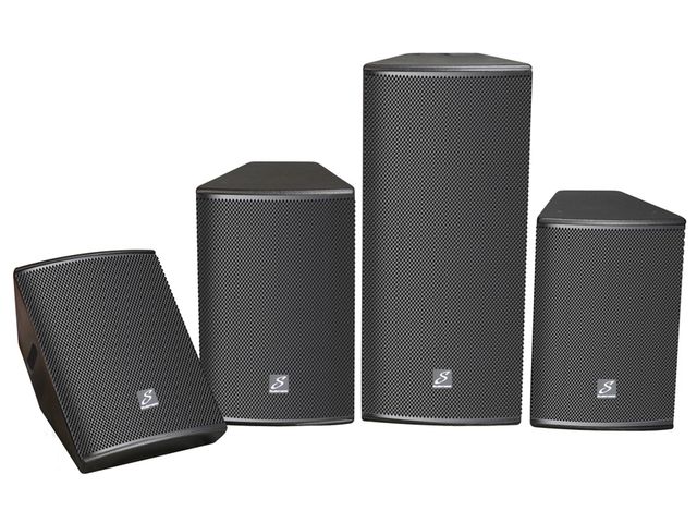 The trapezoidal TRX Series PAs are built on a cast aluminium chassis.