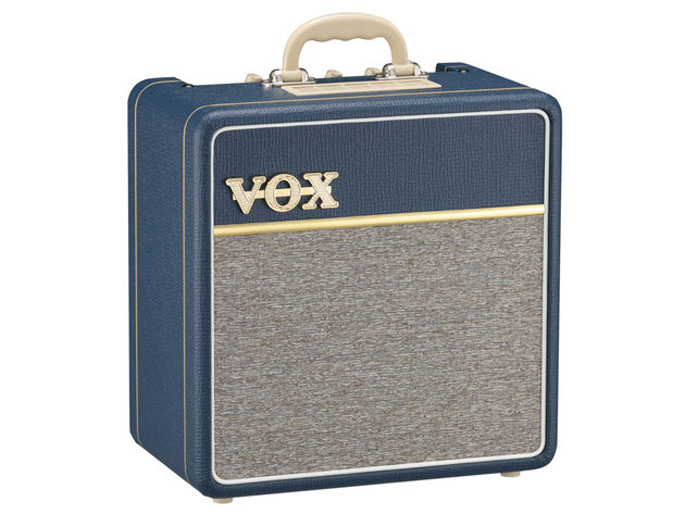 The AC4C1-BL features '1963 Blue' vinyl, Tygon cloth and an 'old-school' Bakelite handle.