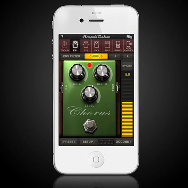 Chorus effect with Rate and Depth controls maxed out