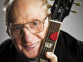 Today's Google logo is an interactive guitar for Les Paul's birthday
