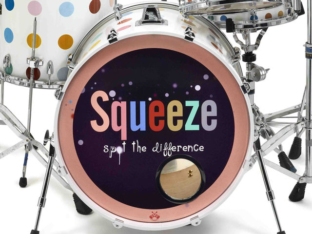 Squeeze's Damien Hirst-designed drum kit The 'Spotty' Yamaha Tour Custom kit