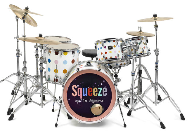 Squeeze's Damien Hirst-designed drum kit The full kit