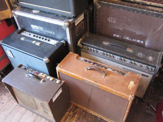 A selection of Gallagher's amps, guitars and other gear go up for sale.