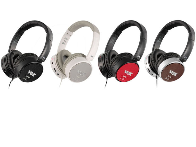 Pictured left to right: Vox AmPhones Lead, Twin, Bass and AC30