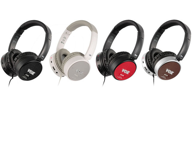 Pictured left to right: Vox AmPhones Lead, Twin, Bass and AC30